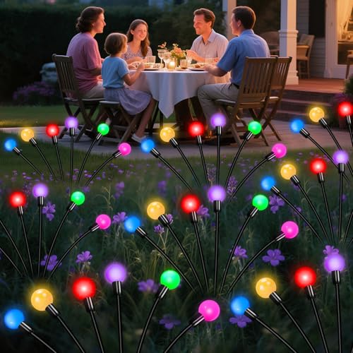 Solar Garden Lights Outdoor Waterproof, Swaying Firefly Light, Garden Decor - color: Multicolor, size: 4 Pack