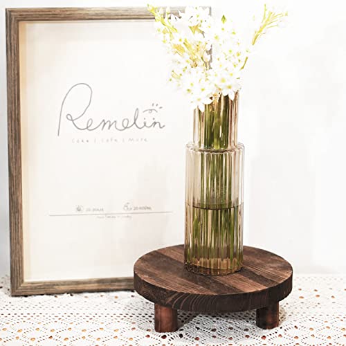 Yangbaga 2pcs Wooden Stool Display Stand, 8.46IN Round Plant Stand Wood-Flower Pot Supports Plant for Indoor Outdoor Home, GardenPatio Decorative