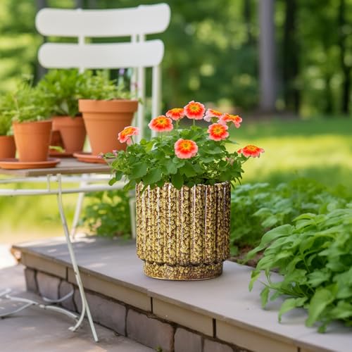 Ceramicfor Ceramic Planter, 9.6 Inch, Yellow - color: Leopard Print Yellow, size: 9.6 Inch