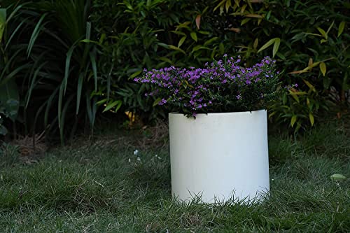 Kante Small Round Cylinder White Concrete Planter 9.8" Tall, Outdoor - color: Pure White, size: 9.8" Dia