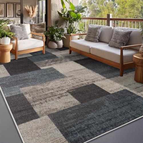 Modern Geometric Easy Jute Runners for Hallways, 2x6 Blue Kitchen Runners - color: Blue-taupe, size: 2x6ft