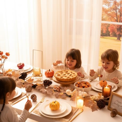 Valery Madelyn Fall Maple Leaves Garlands for Mantle, 6ft Halloween Garlands with Pumpkins Lights for Table Centerpiece, Thanksgiving Harvest Decorations for Home Mantle Fireplace Outdoor Decor-Beige