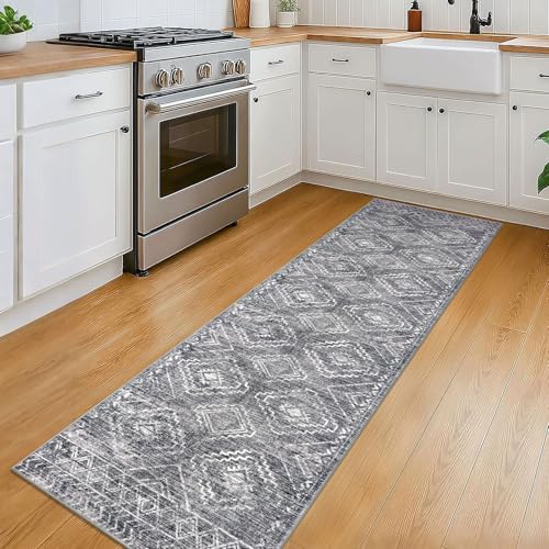 KILOCOCO Washable Runner Rug 2x6 ft Non-Slip Hallway Runners, Grey - color: Grey, size: 2' x 6' (Runner)
