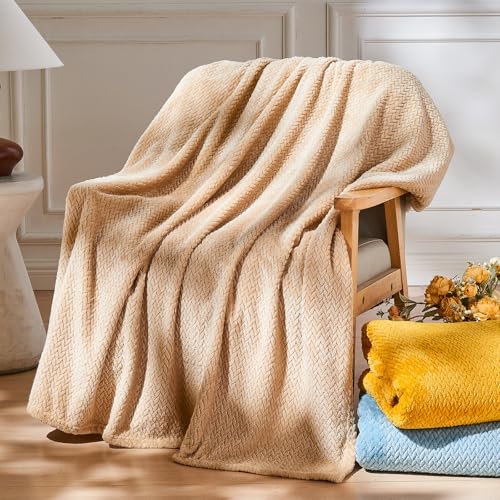 NEWCOSPLAY Fleece Leaves Pattern Throw Blanket, Brown, 50"x60" - color: Brown, size: Throw(50"x60")