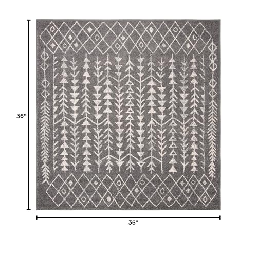 SAFAVIEH Tulum Collection Area Rug - 3' Square, Dark Grey & Ivory, Moroccan Boho Distressed Design, Non-Shedding & Easy to Clean, Ideal for Entryway, Foyer, Accent Space, Bedroom (TUL262F) - color: Dark Grey/Ivory, size: 3' x 3' (Square)