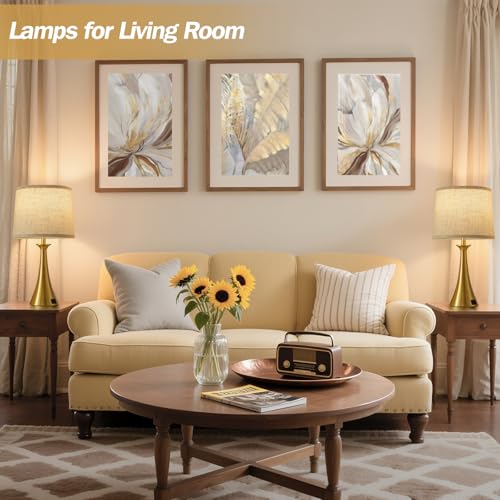Touch Table Lamps Set of 2, 21" Bedside Lamps with USB C+A, Gold - color: Gold 2pcs