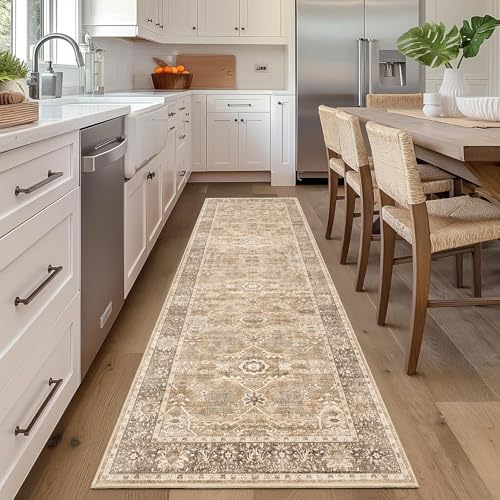 2x6 Kitchen Runner Rug Beige Vintage Washable Runner Rugs for Hallway - color: Beige, size: 2'*6'(Runner)