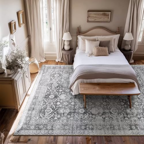 Washable 6x9 Area Rugs for Living Room Bedroom, Charcoal/Grey - color: Charcoal/Grey, size: 6' x 9' (Rectangular)