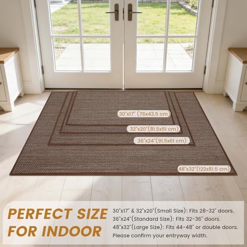 SMILOOL Front Door Mat Indoor Entrance, 32" x 48" Non-Slip Inside Door Mats for Entryway, Dirt Resistant and Absorbent Washable Doormat, Low Profile Entry Way Doormats for Patio, Porch, Dark Brown - color: Dark Brown, size: 32x48 inch