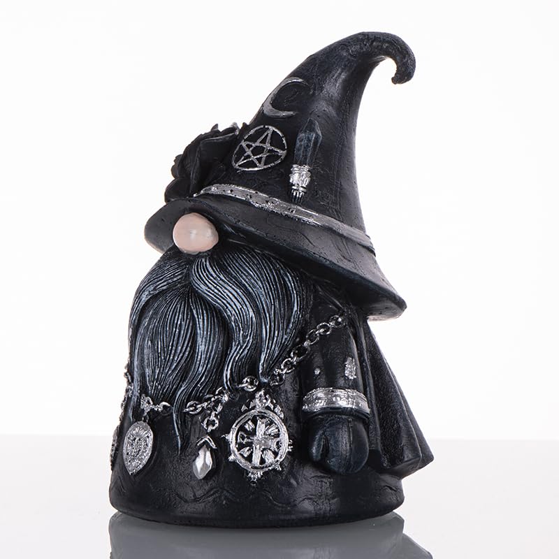 Gothic Witch Gnome Figurine 5.1 Inch Halloween Gnome Statue Black Gnomes - color: Black_gnome