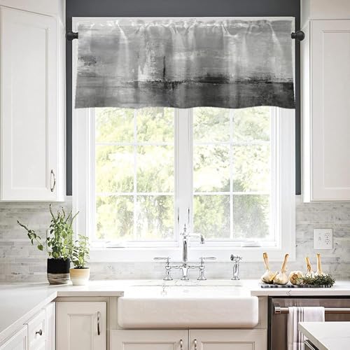 Emvency Valances for Windows, 2 Pack, 52x18 Inch, Abstract Painting - color: Abstract Grey, size: 52"W x 18"L (Pack of 2)