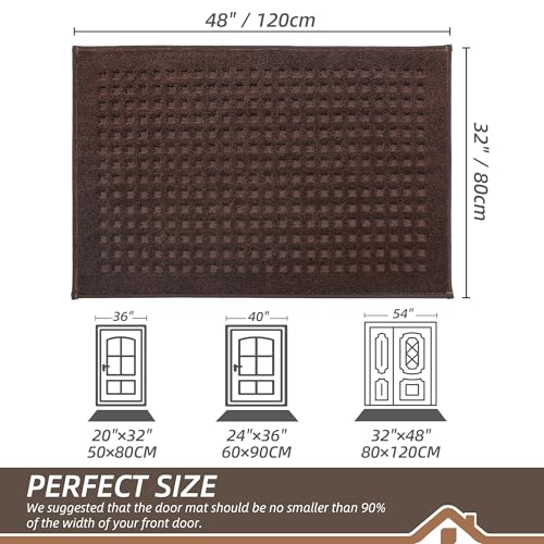 BEQHAUSE Dirt Trapper Door Mats 32"x48", Non Slip Washable, Dark Brown - color: Dark Brown, size: 32" X 48" (Rectangular)