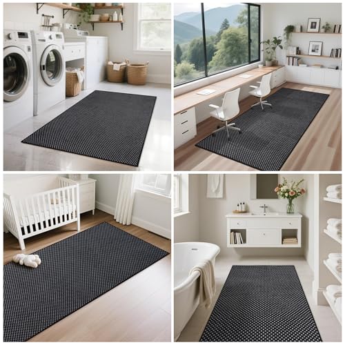YDKGL Hallway Runner Rug Woven Washable Long Kitchen Runner Black 2x5 ft - color: Black, size: 2' x 5'
