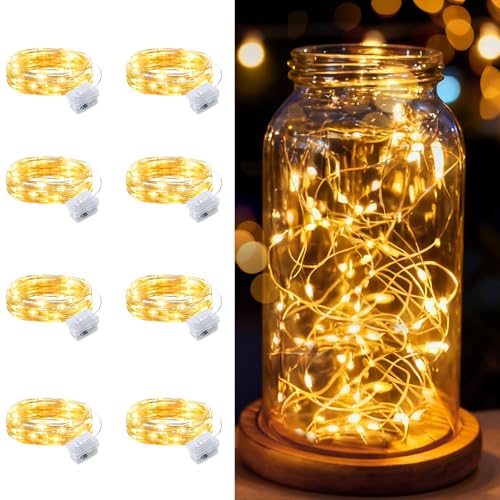 8 Pcs Warm White Fairy Lights Waterproof 7Ft 20LED String Light - color: Warm White, size: 8 PCS