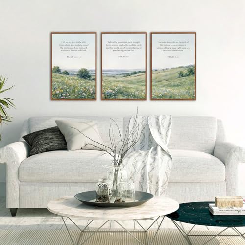 KAlRNE Scripture Wall Art Botanical Green Print Bible Verse Set-16’’X24’’X3 - color: Natural Christian, size: 16"Lx24"W