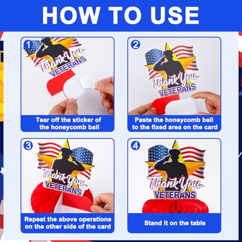 10 Pcs Veterans Day Honeycomb Centerpieces for Table Decorations - style: Veterans Day Style