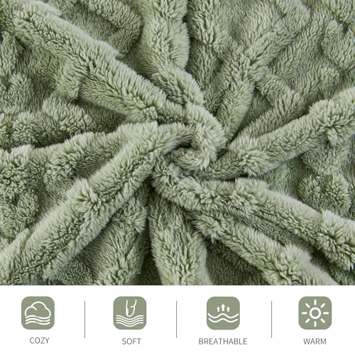 Aganear Fleece Throw Blanket for Couch Sofa 50"x60" Sage Green - color: Sage Green, size: Throw(50×60in)