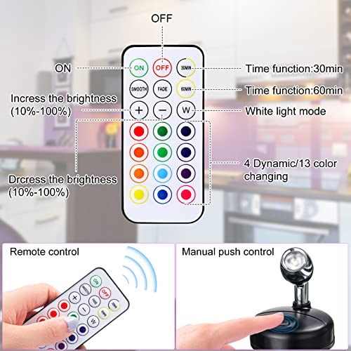 Hortsun 6 Pack Battery Operated LED Wireless Spotlight, 13 Color RGB, Black - color: Black, style: Battery Powered