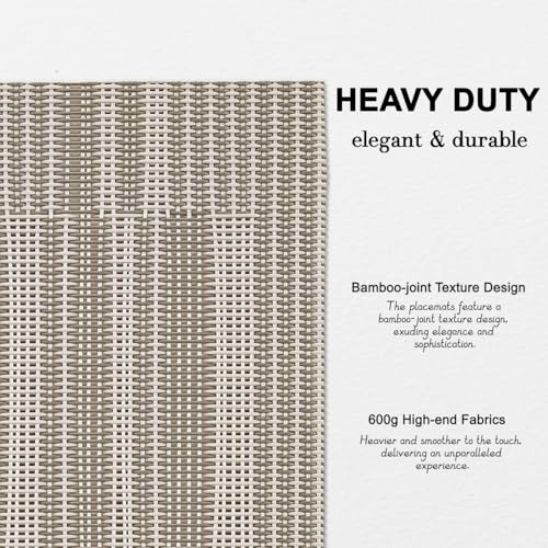Placemats Set of 6, Vinyl Woven Heat-Resistant Place Mats - color: Gray Dark Gray, size: Set of 6