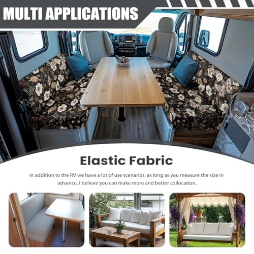 RV Dinette Cushion Covers Butterfly Floral Leaf 2 Pcs Scratch-Resistant Camper Cushion Slipcover Stretch Sofa Furniture Protector Include1 Backrest Covers and 1 Bench Covers - color: Butterfly Floral Leaf