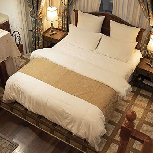 OSVINO Solid Color Chenille Soft No Fading Modern Bed Runner Bedding Scarf Protection (240X50cm for 180cm Bed, Gold) - color: Gold, size: King