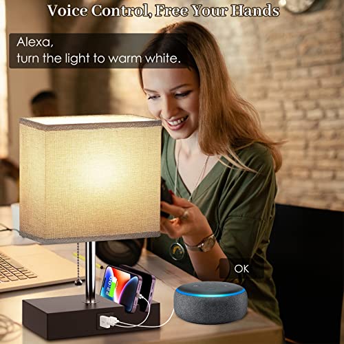 Smart RGB Dimmable Table Lamp Compatible with Alexa&APP&Remote Control, Gray - color: Gray, size: 1 Pack