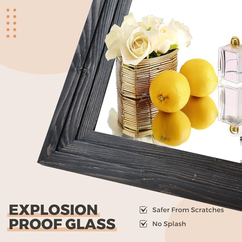 Full Length Mirror, 65 x 24 Inch Solid Wood Floor Mirror, Black - color: Black, size: 65"L x 24"W