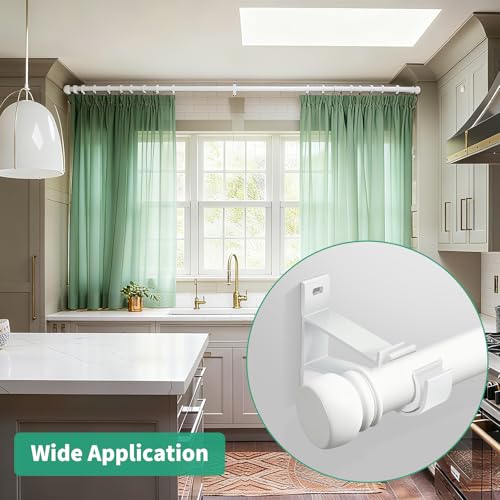 KOLAKO Curtain Rod Bracket, 1 Inch Heavy Duty Curtain Rods Holder Hooks Wall Mount Drapery Pole Support Brackets, 8 Pack - color: White, size: Set of 8