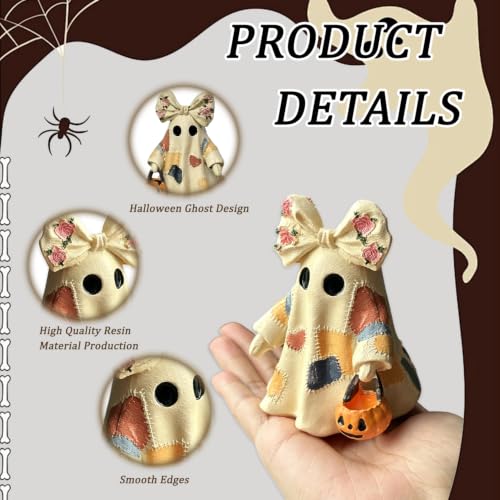 Halloween Ghost Figurine Cute Bow Resin Ghost Statue 1 Pcs - color: Styl 23