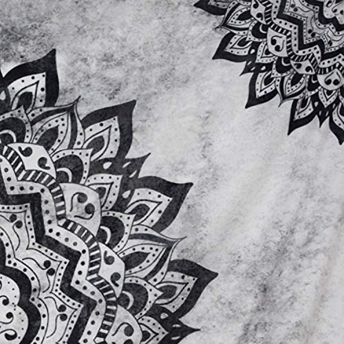 Leofanger Black and White Mandala Wall Tapestry - Bohemian Flower Psychedelic Hippie Wall Hanging for Bedroom (51.2 x 59.1inches) - size: 59.1"L x 51.2"W