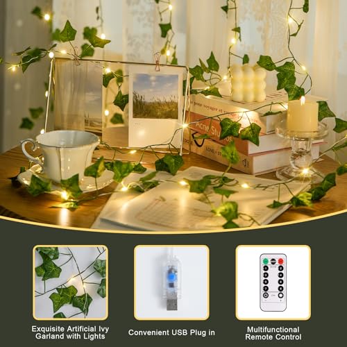 JMEXSUSS Vines with Fairy Lights for Bedroom, 300 LED Ivy Curtain Lights - color: Ivy, size: 9.8ft x 9.8ft - 300 LED