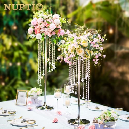 NUPTIO Tall Centerpiece for Table, Silver, 27.6", 10 Pcs - color: Silver, size: 10 Pcs 27.6 in