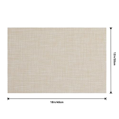 Woven Vinyl Beige Placemats Set of 24, Linen Look & Easy to Clean - color: Beige, size: Set of 24