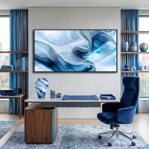 Abstract Wall Art Canvas Artwork for Walls Blue Modern Wall Pictures for Living Room Bedroom and Office Decor, Large Framed Horizontal Statement Print 24×48IN - color: Blue, size: 48"L x 24"W