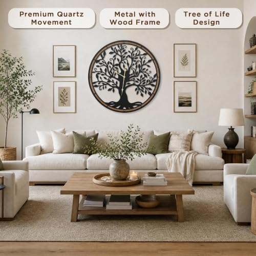 Micasso Large Wall Clocks Decorative: 38 Inch Tree of Life Battery Operated - color: Large Tree, size: 38 Inch
