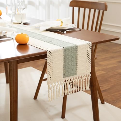 Boho Green Table Runner, 12x72 Inches - color: Green, size: 12" x 72"