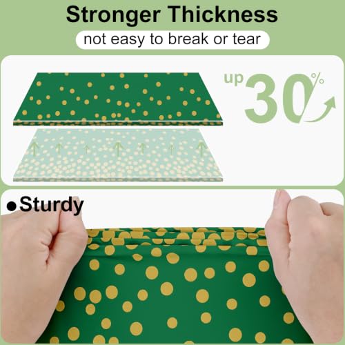 Smiry Disposable Rectangle Plastic 54 x 108 Inch Table Cloth 3 Pack - color: Christmas Green and Gold
