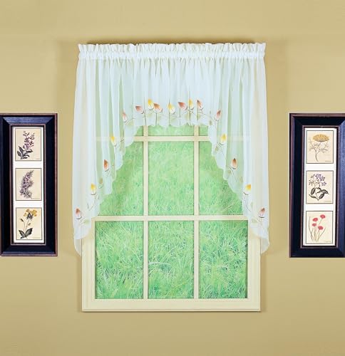 Today's Curtain,Vineyard 3-D Appliqué,Swag 38", Ecru, 60" W x 38" L - color: Ecru, size: 60"W x 38"L (Pack of 1)