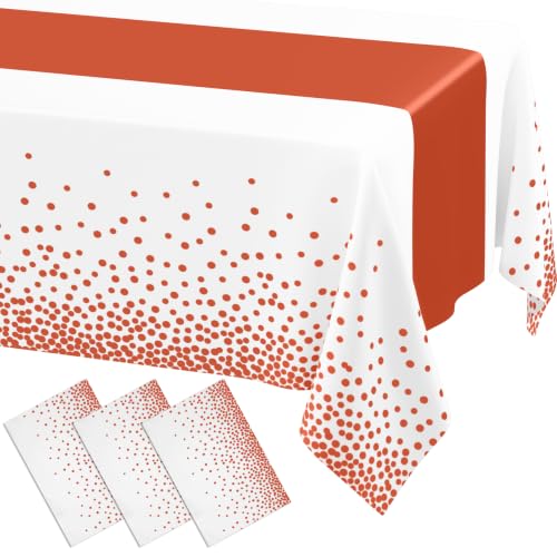 Smiry Disposable Rectangle Plastic 54 x 108 Inch Table Cloth 3 Pack - color: White and Terracotta