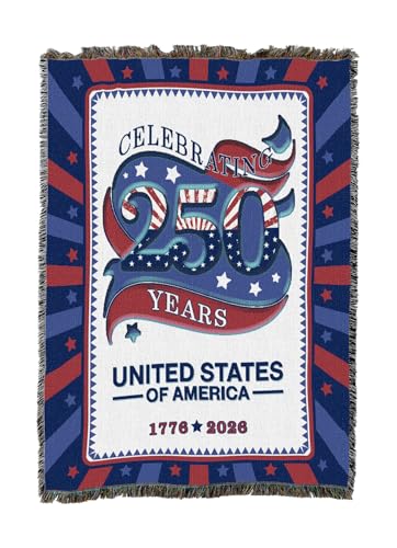 Pure Country Weavers America Celebrating 250 Blanket - Gift America 250th Anniversary Tapestry Throw Woven from Cotton - Made in The USA (50x60) - color: America Celebrating 250, size: 50x60
