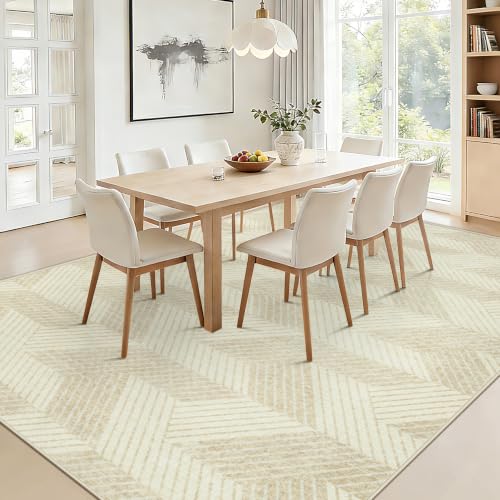 MXSANYOO Area Rugs 9x12 for Living Room, Washable Geometric Beige Carpet - color: Beige, size: 9' x 12' (Rectangular)