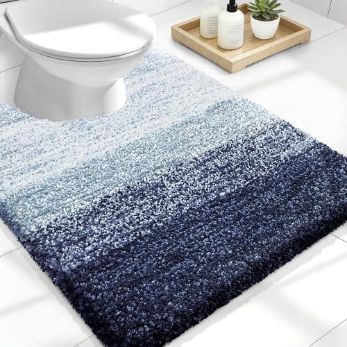 OLANLY Luxury Toilet Rugs U-Shaped 24x20, Soft Absorbent Microfiber Mat - color: Airy Blue, size: 24" X 20" Contour Rug