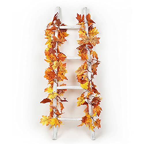 Lvydec 2 Pack Maple Leaves Fall Garland Clearance - 5.9ft/Strand Artificial Fall Foliage Garland Colorful Autumn Leaves Decoration for Home Wedding Party Halloween Thanksgiving - color: Yellow Orange and Red