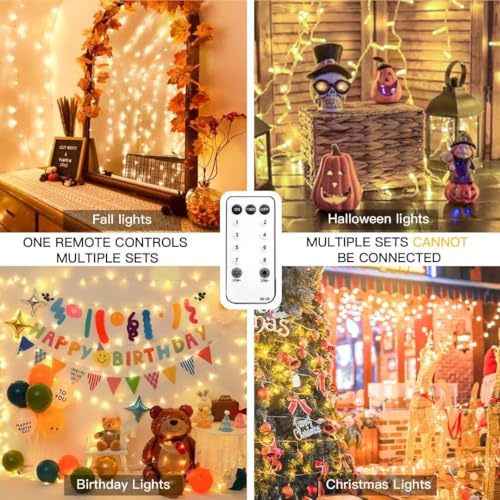 suddus String Lights Indoor Plug in 200 LED Christmas Lights Warm White - color: Warm White, size: 200LED