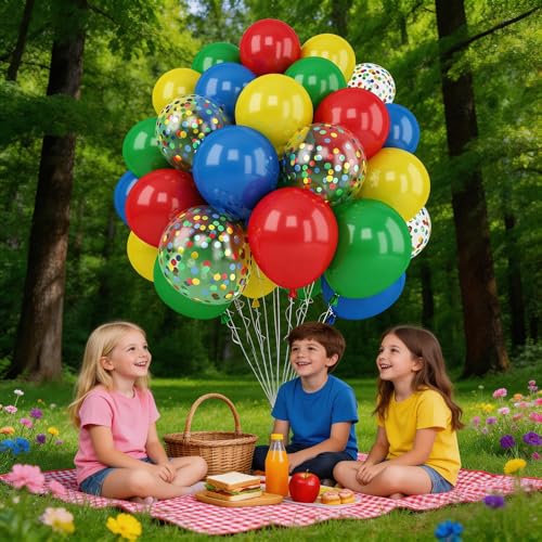 Red Blue Yellow Green Balloons 12 Inch Rainbow Colorful Latex Party Balloon - color: Red Blue Yellow Green
