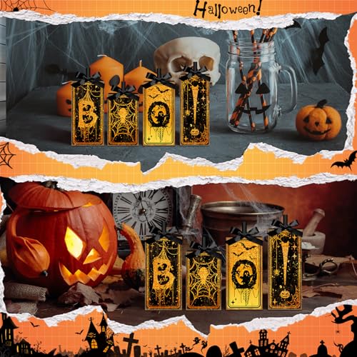 Britimes Halloween Ghost Tiered Tray Decor, 4 Pack, Wooden Table Sign - style: Tarot Boo