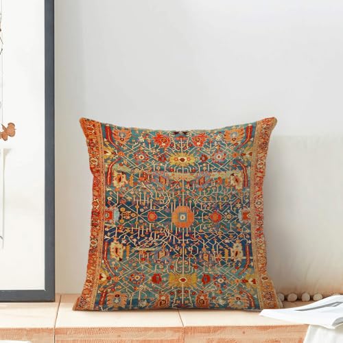 Boho Pillow Covers 18x18 Set of 2, Red Bohemian Ethnic Design Decorative Throw Pillow Covers Farmhouse Cushion Pillow Covers for Sofa Couch Outdoor - color: Boho-12, size: 18" x 18" (Pack of 2)