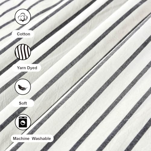 DOSLY IDÉES Spa Waffle and Black Striped Curtains, 26" W x 24" L - color: Beige & Black Striped, size: 26"W x 24"L (Pack of 2)