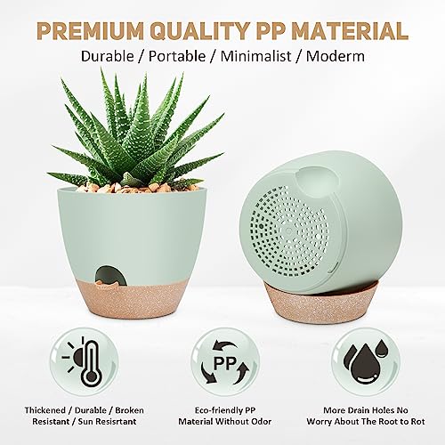 YNNICO 12 inch Large Self Watering Plant Pots for Indoor Outdoor Plants - color: Green, size: 12 Inch