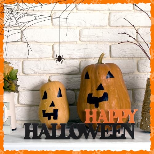 Yalikop Halloween Wooden Sign Blocks Happy Halloween Tabletop Decor - style: Halloween